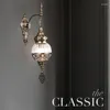 Wall Lamp Ottoman Retro Exotic Dining Room Decorative Turkish Hollow Ice Cracked Light Electroplated Metal Sconce