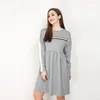 Casual Dresses Color Stripes Kontrast Patchwork Plus Size Sweatshirt