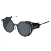 Winnies New Metal Punk Steam Mens and Womens Personalized Sunglasses Round Frame Avant-garde Fashion Sunglasses