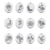 Anneaux FNixtar 12pcs / lot 16 * 12 mm Mois laser ovale Fleurs Charmes miroir POLOSIQUE CHARMES D'ACIER INOXNOSD POUR DIY Collier Collier Keychain