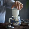 Tazze di piattini color smalto creativo tazze da caffè fatte a mano tazze da tè in porcellana in porcellana tazza di tè di alta qualità con copertura e cerimonia del filtro