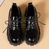 Scarpe casual Piattaforma in pelle Oxford Woman Spring Autumn Lace Up Black Flats for Women Classic Spesse Bottom Student