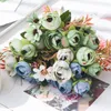 Decorative Flowers Artificial Silk Tea Rose Bride Bouquet DIY Home Christmas Table Decor For Wedding Daisy Flower Fake Plants