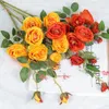 Kwiaty dekoracyjne sztuczna róży gałąź z łodyg zielone liście 6 głów do domu przyjęcie weselne sztuczne kwiat Kwiat Kwiatowy