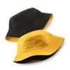 Summer Cotton Black Solid Color Double Sided Simple Bob Hip Hop Bucket Hat Mens Panama Beach Fishing Casual Sun Cap 240403