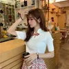 نساء القمصان امرأة tshirts 2024 الصيف الرجعية أعلى تي شيرت الأكمام قصيرة محصول المحاصيل mujer camisetas