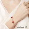 Bracciale a trifoglio Diamante Elettroplato Elettroplato di precisione personalizzato intarsiata in oro rosa a quattro foglie Bracciale rosso bracciale Red Bracciale Regalo di Natale con scatola C9ZA#SS1