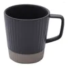 Mugs Mood Retro Ceramic Cup Creative Stripe Coffee Saucer Matte Frosted Mug Afternoon Tea Thermal Anime