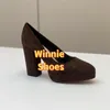 Dress Shoes Casual Designer Fashion Women Office Lady Black Suede Leather Round Toe Platform High Heels Pumps Prom Evening