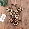 One-Pieces 2023 Summer Baby Swimwear Girls Bikini Halter Ruffle Leopard Bathing Suits Toddler Beachwear Kids Swimsuit 1-5Y