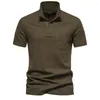 Polos Polos Cotton Lapel Short-Sleeve Polo Shirt Kieszonkowy krótki rękaw