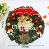 Flores decorativas grinaldas de Natal para a porta da frente Janela dourada Decorações de parede 2024 Ornamento Garland GUIRNALDA NAVIDAD 30CM