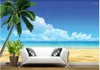 Wallpapers Custom For Walls 3 D Murals Wallpaper Blue Sky White Clouds Sea Beach Simple Seascape Living Room Background Wall