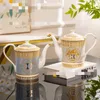 Designer Keramik Kaffeekanne Geschenkbox Home Nachmittag Teekanne europäisch gut aussehend Keramik Gold Kaltwasserflasche grenzüberschreitend