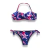 Dames badmode Falbala Braziliaanse push -up bikinis dames bloemen halter print zwempak voor meisjes lady thong bikini set verbanden biquinis