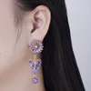 Vintage flower women's earring hand-painted enamel inlaid diamond copper 18K gold plated luxury flower ear studs New design DJ-01