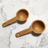 Coffee Scoops Mesurer la cuillère en bois à poignée courte Cuisine longue outil d'assaisonnement des ménages