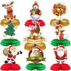 Party Decoration 9pcs Christmas Honeycomb Centerpiece Xmas Snowman Santa Claus Elk Ball DIY Year Table Ornament Booth Props