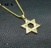hip hop necklace Men039s High Quality SixPointed Jewish Star of David Pendant Necklace Stainless Steel gold 3mm 270390393311846