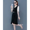 Festklänningar Yagenz Summer Woman Dress Little Black Casual Oregelbundna kvinnor Fishtail Fashion Matching Belt 768