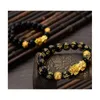 Perle feng shui obsidien pierre de 12 mm perles brins bracelettes femmes femmes unise