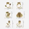 Candle Holders Metal Leaf Ring Holder For Creative Candlestick Ornament Desktop Decor Romantic Dinner Dining Table Decoratio