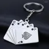 Keychains ShoneMes Dice Keychain Creative Poker Key Chains Spade Heart Keyring Bags Charms Accessories Gifts For Women Men