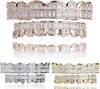 New Baguette Set Teeth Grillz Top Bottom Rose Gold Silver Color Grills Dental Mouth Hip Hop Fashion Jewelry Rapper Jewelry5028010
