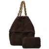 Tas vintage grote tote tote 2024 mode hoogwaardige zachte pluche dames designer handtas dikke ketting capaciteit schouder