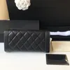 Hoogwaardige Designer CC Wallet Black Sheepskin Caviar 10a Leather Wallet Gold en Silver Hardware Handtas Classic Handtas Luxe portemonnee Dameskaarthouder 75