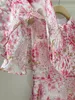 Robe femme rose rose à imprimé floral robe de conception de fantaisie habille