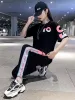 Ställer in Onepiece/Suit 2022 Ny sportkläder kvinnlig sommarmode koreansk version Set Loose and Casual Tracksuit Workout Running Clothing