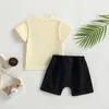 Kleidungssets Baby Boys Shorts Set Kurzarm Langhantelbuchstaben Druck T-Shirt mit elastischer Taille Sommer-Outfit