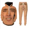 Tweede stuk Set Men Women Casual Tracksuits 3D Printing De gigantische opgeblazen gezicht van Nicolas Cage Fashion Hoodies HoodedPants SWE8497910