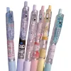 en gros 6 pcs / sac dessin animé mignon étudiant coloré stylos en gel lisse fournit 6 couleurs 0,5 mm papeterie papelaria matériaux