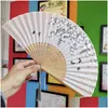 Party Favor Bamboo Flower Fold Hand fans Bröllop Kinesisk stil Silkfläkt Barn Antik vikbar present Vintage Supplies MJ0848 Drop Del Dhok2