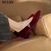 Kleiderschuhe Velvet Vintage Women Fashion Square Toe Pumps Chunky Heel Spring Zapatos de Mujer Mary Jane