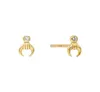 Stud Gold Couleur délicate 925 STERLING Silver Minimal Crescent Moon Horn CZ Oreille pour femmes Girl Classic Simple Ox Jewelry9151866