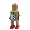 Coleção clássica engraçada RETRO RECLOWWORK UP Metal Walking Tin Space Robot Key Key Motor Toy Mechanical Christmas Presente 240401