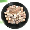 Dekorativa figurer 1PC Natural Cherry Blossom Agate Cube Crystal Stones Healing Gemstone Gifts and Minerals