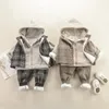 Conjuntos de ropa de dibujos animados de niños y niñas con suéter con capucha para niños con chaleco de tres piezas con ropa deportiva térmica espesada de lujo