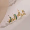 Boucles d'oreilles étalon eyika tendance double couche torsadé C Forme blanche Baguette zircon zircon plaqué drop oreille boucles de fête des femmes bijoux