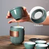 TeAware setleri Çin retro tasarımcı su içecek bardakları sır basit ekspres fincan taşınabilir açık hava seyahat kungfu çay seti çanta hediyesi