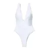 Deep V Branco Merda de Tanga Mulheres Mulheres One Piece Bodysuit8125098