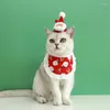 Hundkläder Cat Christmas Bib Dress Up Costume Festival Decor Pet Holiday Party Santa Hat Drop