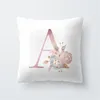 Kussen 2024 roze 26 Letter Cover Bloempatroon Woonkamer SUFA TRUWD HOME Decoratie feestartikelen