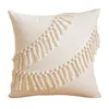 Travesseiro inyahome woven macramo boho tampa para cama sofá de banco de bancada decoração de casa de decoração de casa quadrada confortável com borla