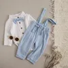 Ensembles de vêtements nés Baby Boy Clothes Set Cotton Bow Shirt Sober Strap pant