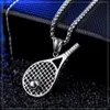 Bijoux en acier inoxydable, raquette de tennis, collier, pendentif, nouveau collier masculin en acier en titane 2024