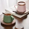 Tazas de personalidad Taza de té de cerámica con tapa Caza de agua de madera Café Tarde 430ml Tazas para